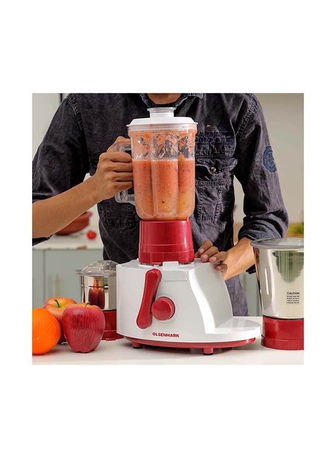 أولسنمارك - جهاز 4 في 1 خلاط / عصارة/خافق/مطحنة بنظام إغلاق مزدوج 1.5 L 750 W OMSB2488 أبيض وأحمر - Image 1