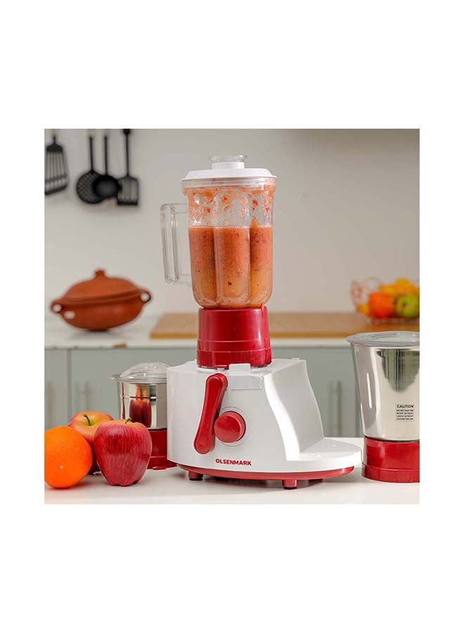 أولسنمارك - جهاز 4 في 1 خلاط / عصارة/خافق/مطحنة بنظام إغلاق مزدوج 1.5 L 750 W OMSB2488 أبيض وأحمر - Image 1