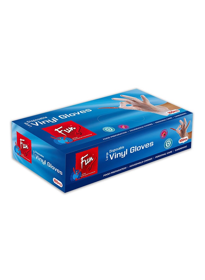 Fun Large Disposable Gloves 100 Count White Large  - Image 1