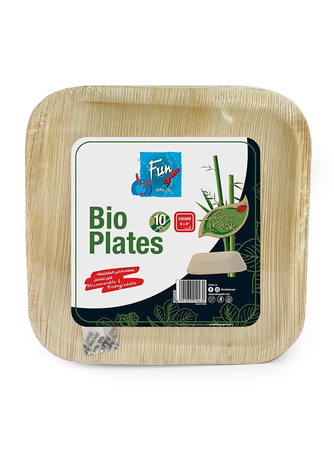Fun 10-Piece Bio Plates Brown 8x8inch  - Image 1