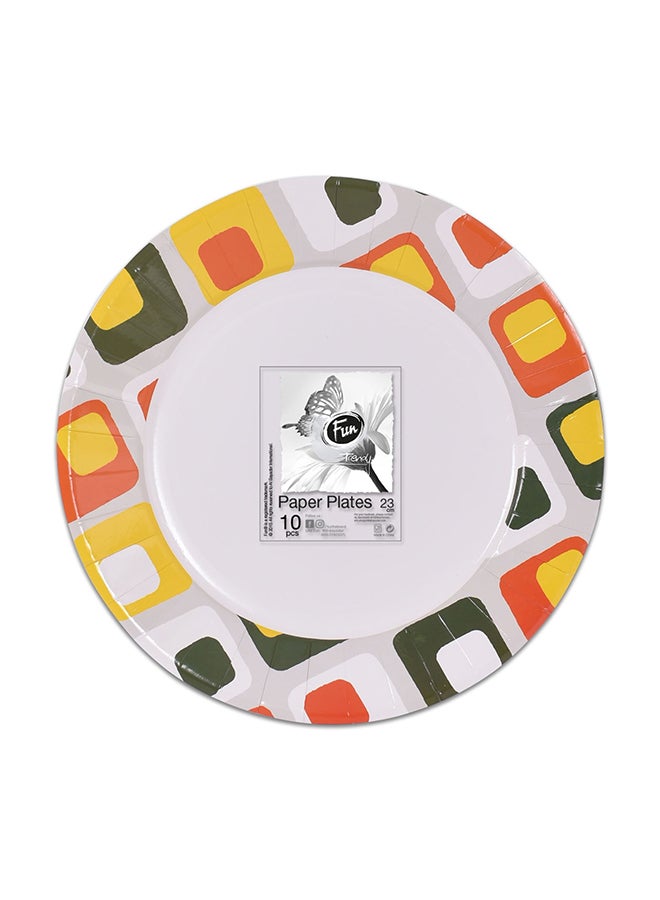 Fun 10 Piece Paper Plates Orange/Green/Yellow 23cm 