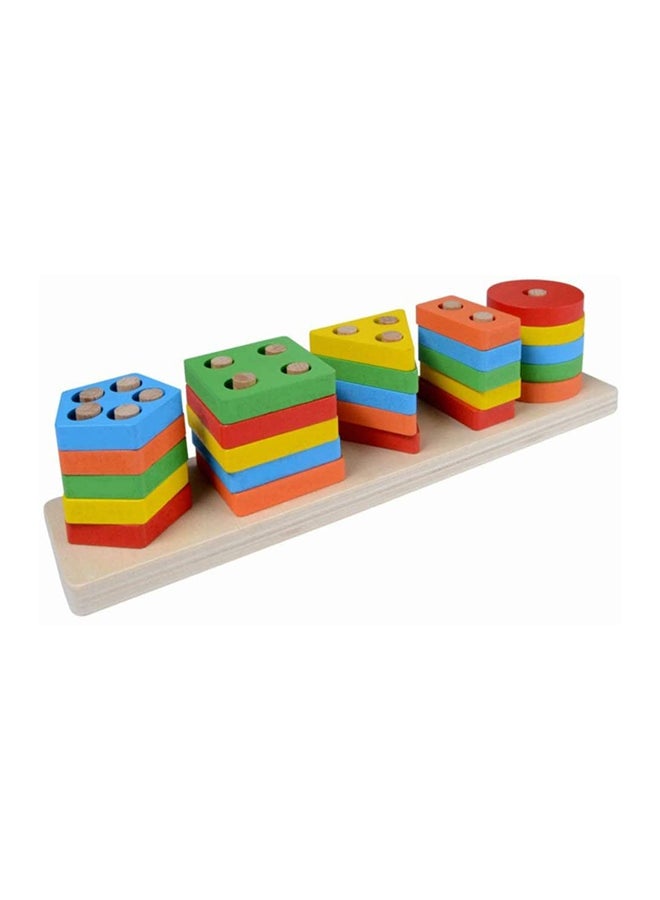 kizh - 21 Piece Wooden Educational Shape Sorter Preschool Toddler Toy Game Set For Kids - Image 1