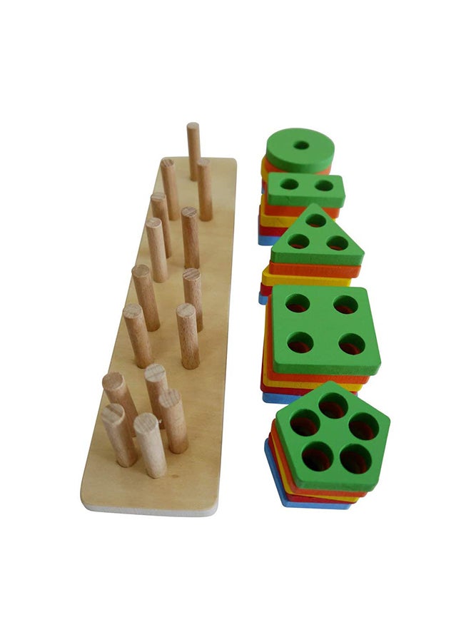 kizh - 21 Piece Wooden Educational Shape Sorter Preschool Toddler Toy Game Set For Kids - Image 1