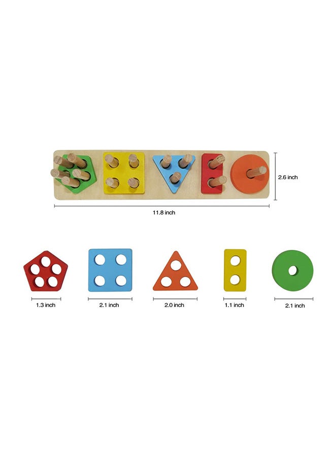 kizh - 21 Piece Wooden Educational Shape Sorter Preschool Toddler Toy Game Set For Kids - Image 1