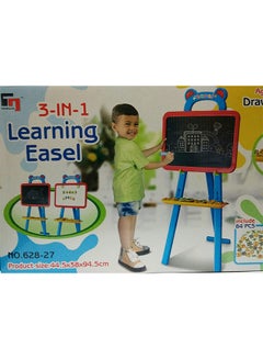 kidzone 84-Piece 3 In 1 Educational Magnetic Chalk Board Learning Easel Set For Kids Multicolour  - Image 2