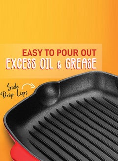 PROCILA Cast Iron Grill Pan Red/Black 26cm  - Image 5