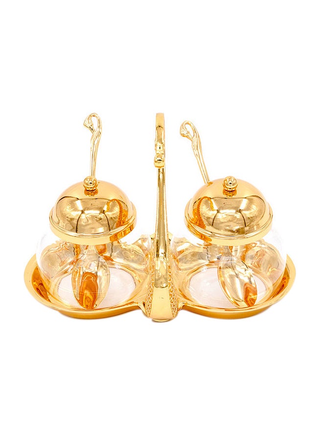 Dania 2-Piece Sugar Bowl Set With Stand Gold 5x5x5cm  - Image 1