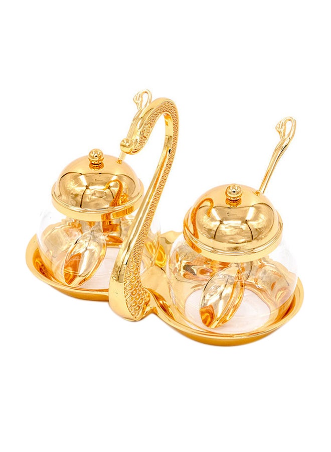 Dania 2-Piece Sugar Bowl Set With Stand Gold 5x5x5cm  - Image 2