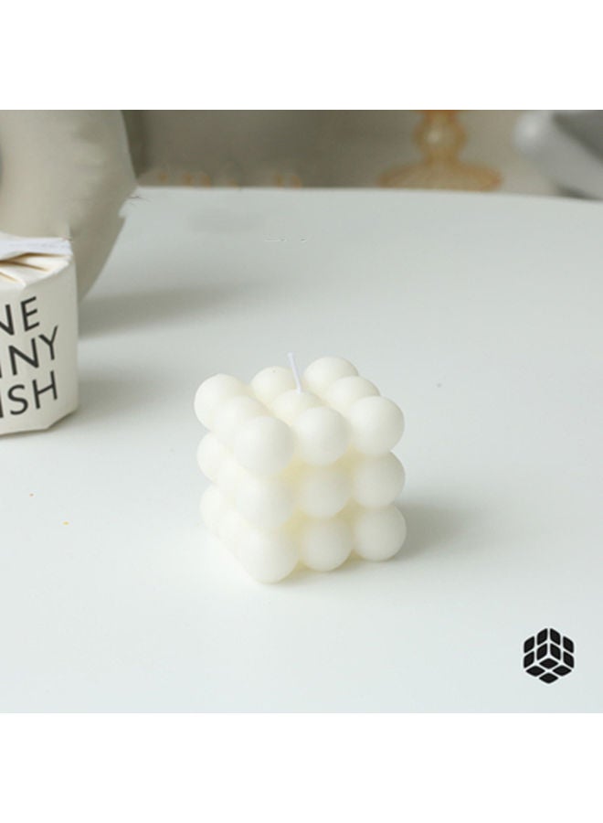 Generic Rubik's Cube Candle White 6 x 6 x 5.5cm  - Image 2