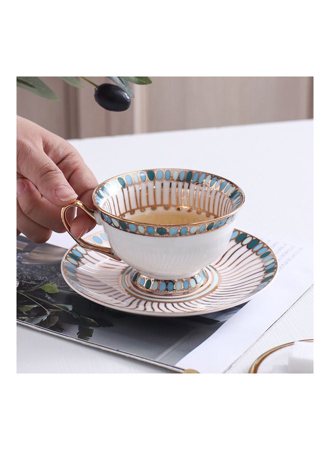 شاربدو فنجان قهوة وصحن مع مقبض ذهبي - Image 3