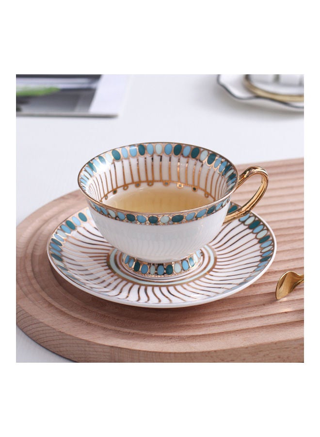 شاربدو فنجان قهوة وصحن مع مقبض ذهبي - Image 4