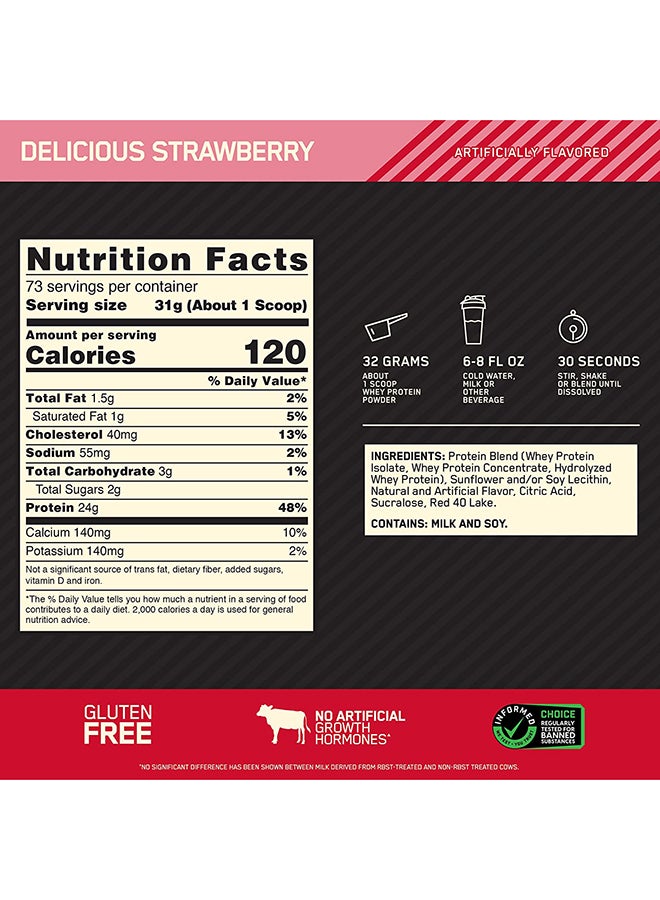 Gold Standard 100% Whey Protein Isolate - Primary Source - Delicious Strawberry - 2.27 Kg