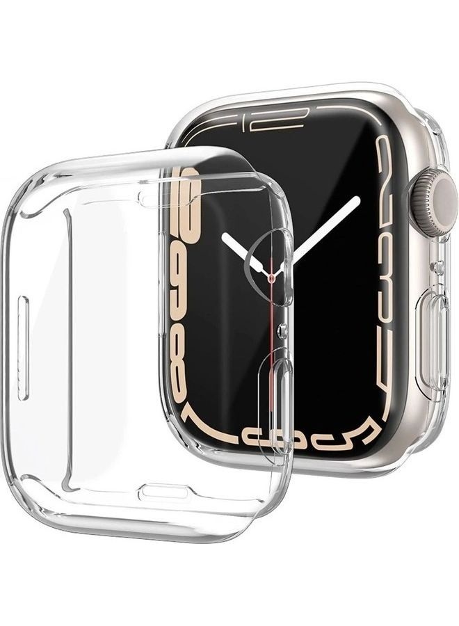 MARGOUN 2-Pack Solo Loop Band Silicone Elastic Strap and Case for Apple Watch Series 7 45mm Medium Size White - Image 3