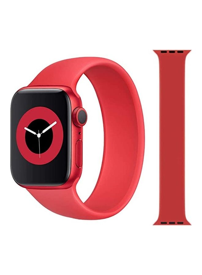 MARGOUN 2-Pack Solo Loop Band Silicone Elastic Strap and Case for Apple Watch Series 7 45mm Medium Size Red  - Image 2