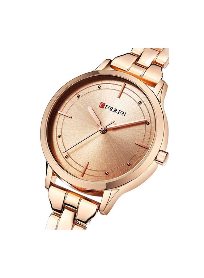 كارين ساعة يد بعقارب وبسوار مصنوع من سبيكة معدنية مقاومة للماء طراز 9019 - قياس 30 مم - لون ذهبي وردي للنساء - Image 2