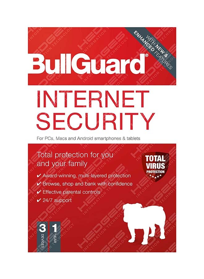 BullGuard - Anti-Virus - Internet Security 2022 Retail Edition with 1 license supports 3 Multi Devices for 1 Year Red - Image 1
