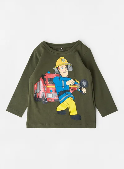 NAME IT Baby/Kids Fireman Sam Long Sleeve T-Shirt Green