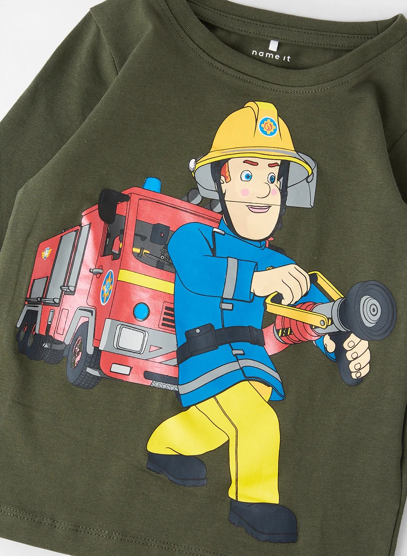 NAME IT Baby/Kids Fireman Sam Long Sleeve T-Shirt Green