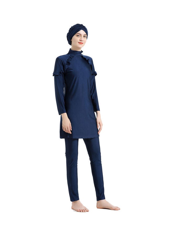 Joychic - Arab Islamic Full Length Solid Color Swimwear Set Dark Blue - Image 1