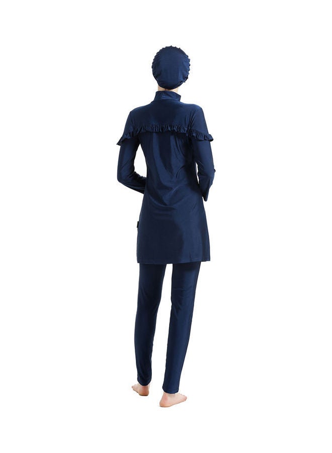 Joychic - Arab Islamic Full Length Solid Color Swimwear Set Dark Blue - Image 1