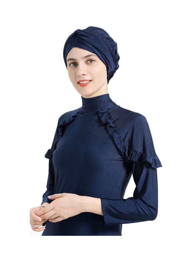 Joychic - Arab Islamic Full Length Solid Color Swimwear Set Dark Blue - Image 1