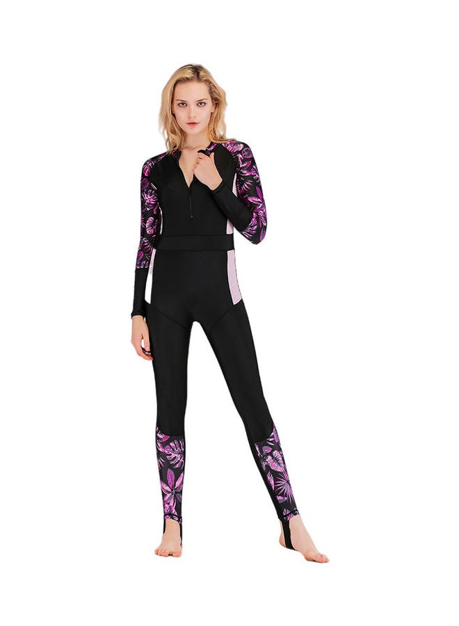 Joychic - One Piece Long Sleeve Contrast Print Swimwear Multicolour - Image 1