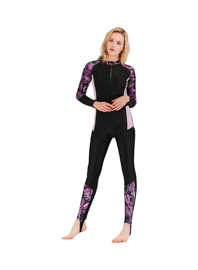 Joychic - One Piece Long Sleeve Contrast Print Swimwear Multicolour - Image 1