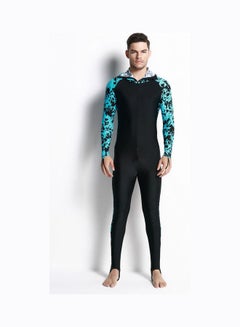 Men Printed Long Sleeve Hooded One Piece Swimsuit Multicolour