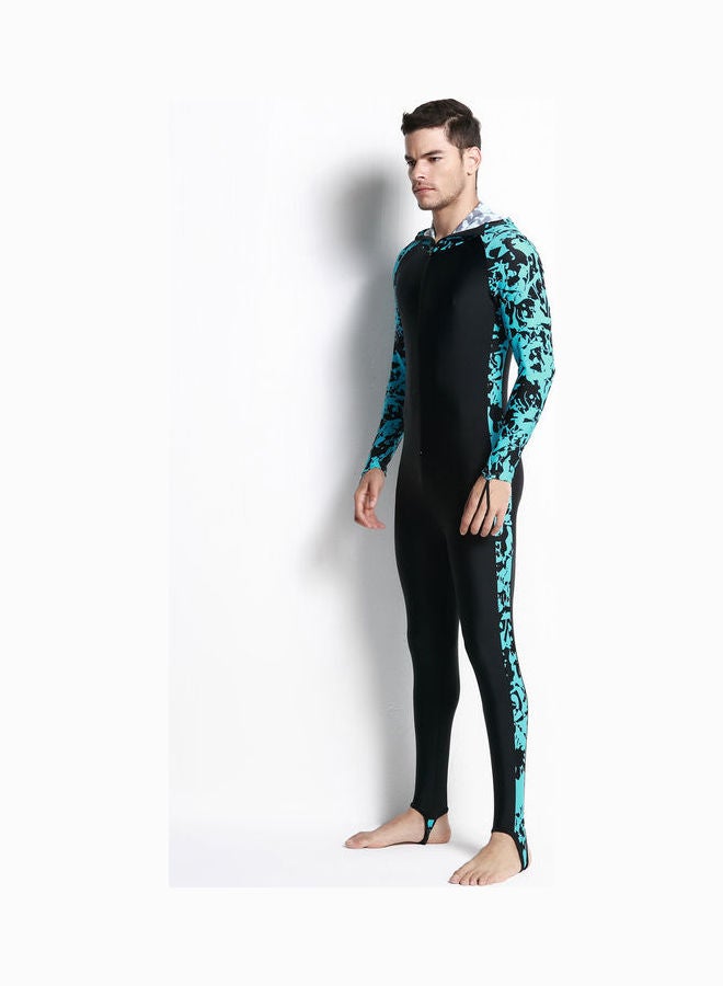 Joychic - Men Printed Long Sleeve Hooded One Piece Swimsuit Multicolour - Image 1