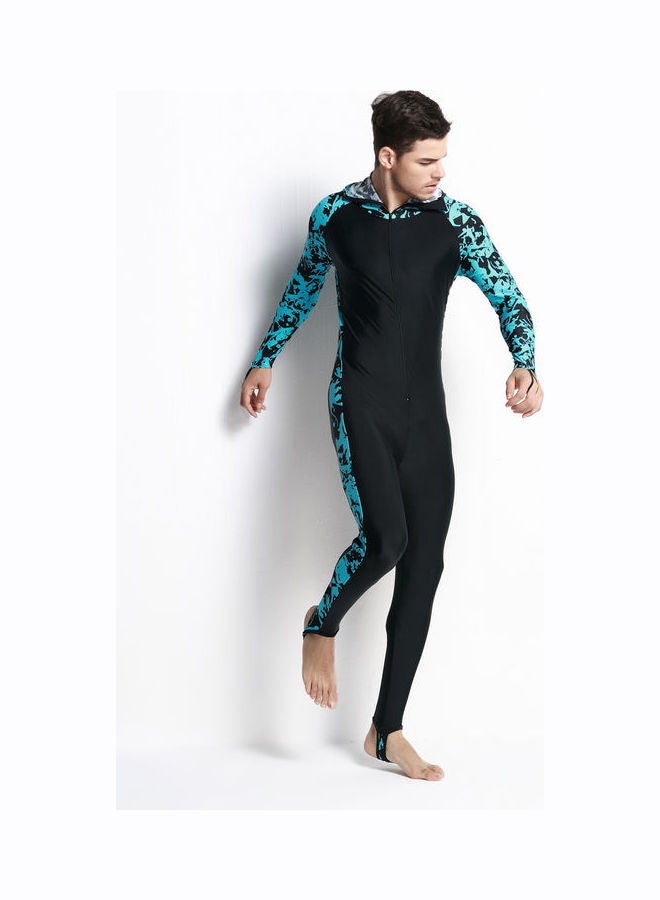 Joychic - Men Printed Long Sleeve Hooded One Piece Swimsuit Multicolour - Image 1