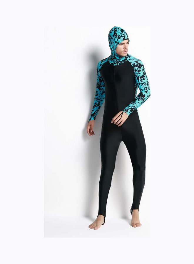 Joychic - Men Printed Long Sleeve Hooded One Piece Swimsuit Multicolour - Image 1