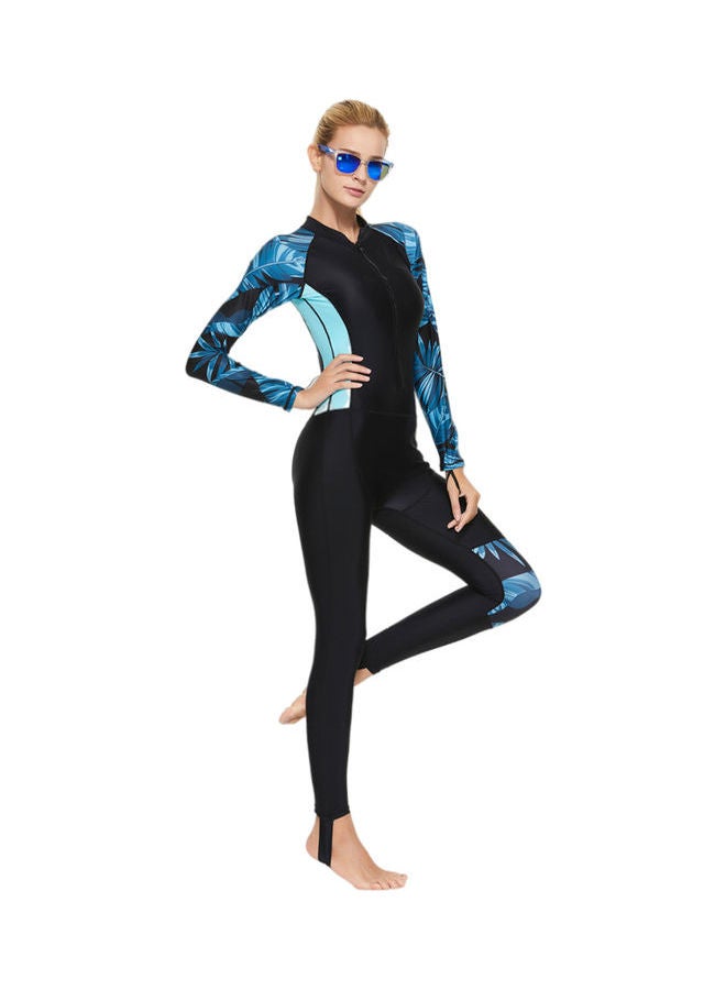 Joychic - Long Sleeve Printed Zipper Closure Swimming One Piece Multicolour - Image 1
