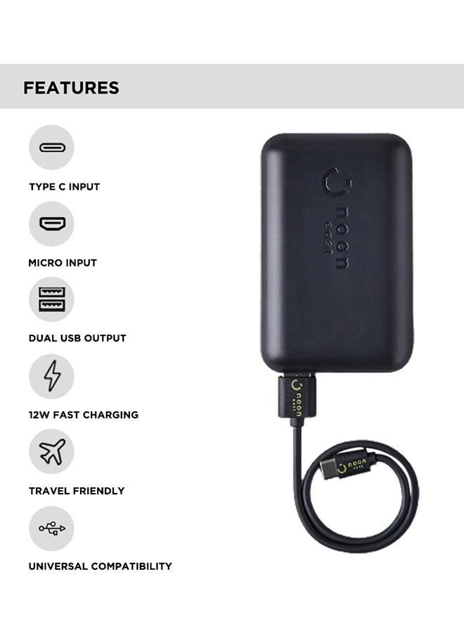 Noon East - 10000.0 mAh Power Bank By Noon East -10000 mAH With Fast Charging 3.0 For Mobile & Tablet Black - Image 1