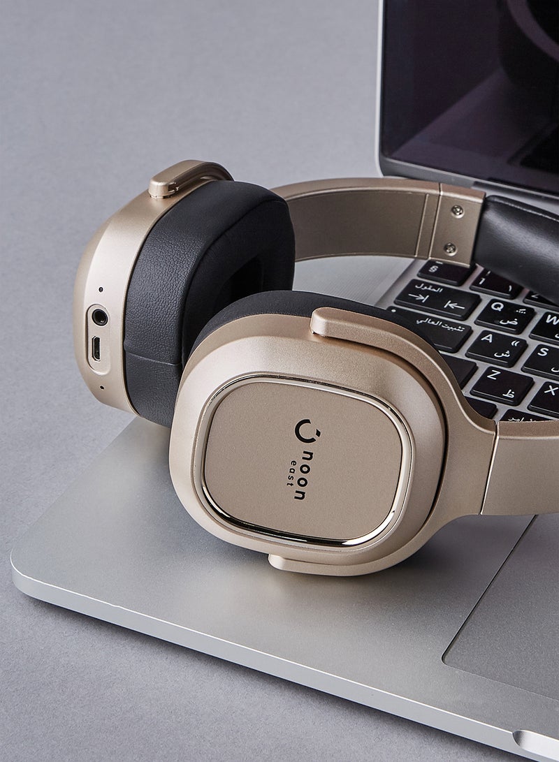 Noon East - Prodigy On Ear Wireless Headphone Active Noise Cancelling (ANC) With Mic Gold - Image 1