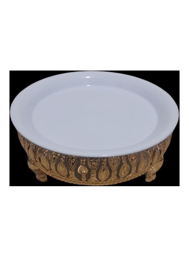 ماركة غير محددة Round Serving Dish For Cakes & Sweets Gold 20x20x9cm  - Image 3
