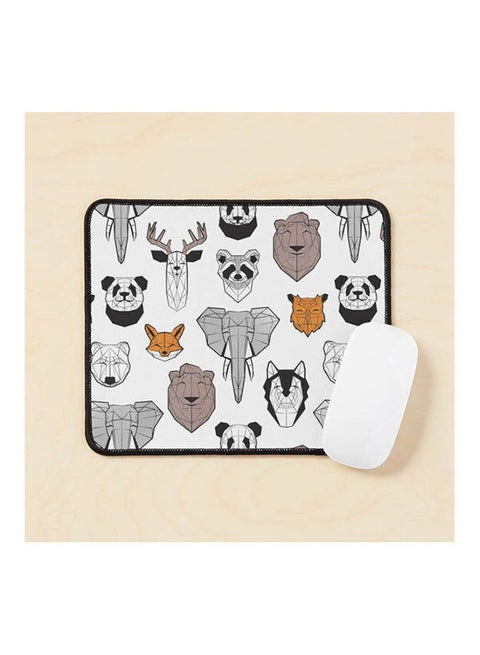 Friendly Geometric Animals Background And And Taupe Animals Mouse Pad Multicolour
