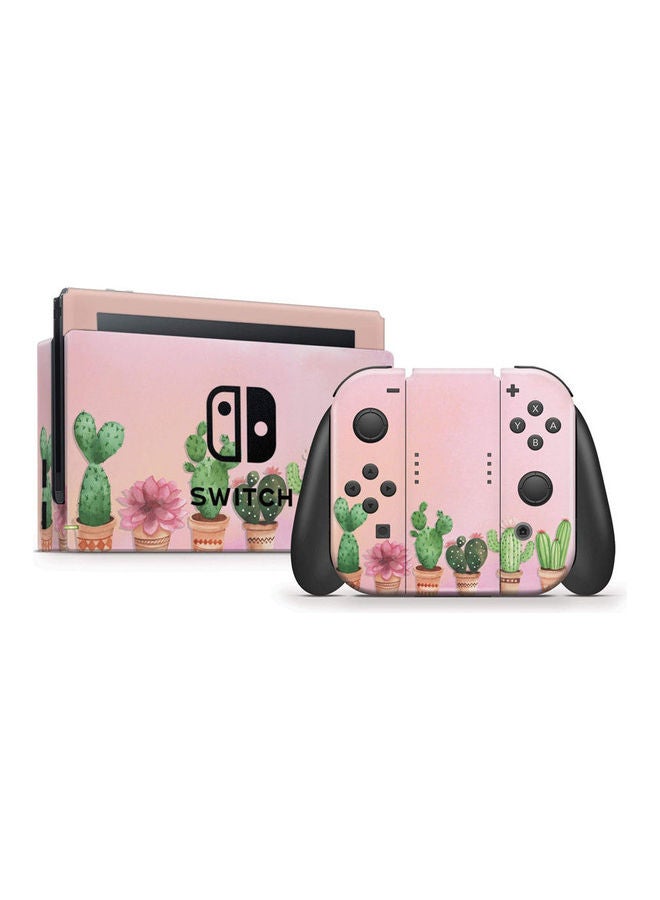 غطاء لاصق بتصميم صبار بألوان مائية لجهاز نينتندو سويتش