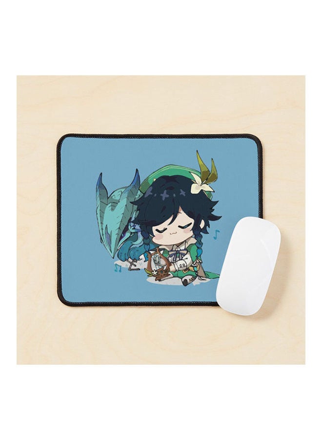 Genshin Impact Chibi Venti Playing Music For Dvalin Stormterror Mouse Pad Multicolour 