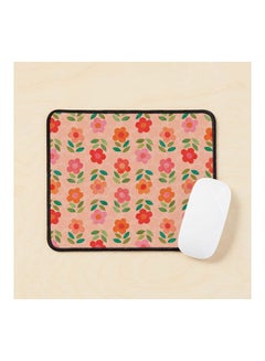 Pretty Flowers In Orderly Rows On Warm Apricot Pattern Mouse Pad Multicolour