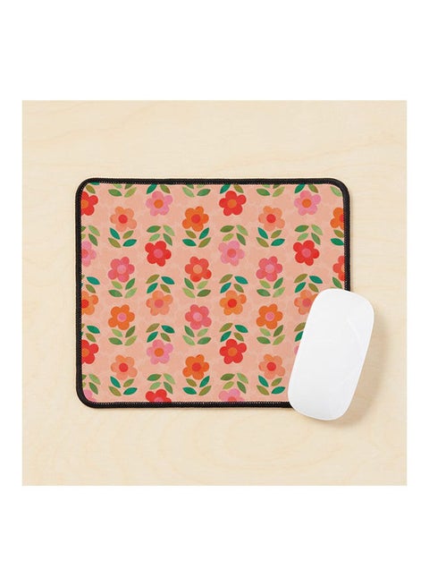 Pretty Flowers In Orderly Rows On Warm Apricot Pattern Mouse Pad Multicolour