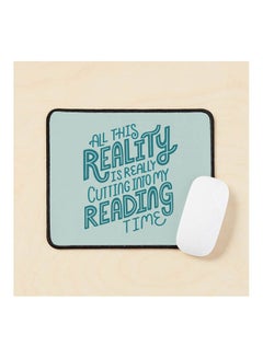 Reality Vs Reading Book Nerd Quote Lettering Mouse Pad Multicolour
