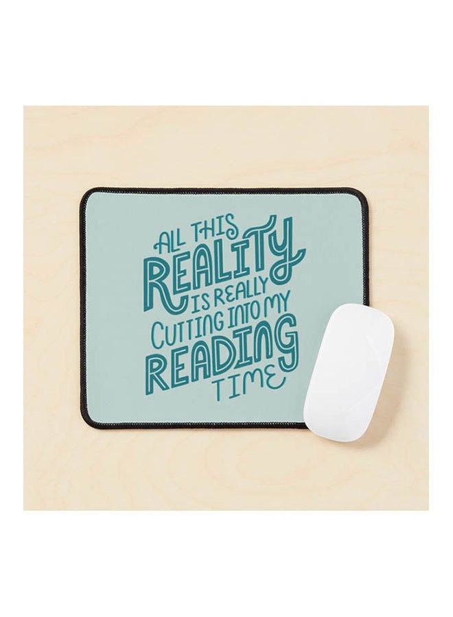 Generic - Reality Vs Reading Book Nerd Quote Lettering Mouse Pad Multicolour - Image 1
