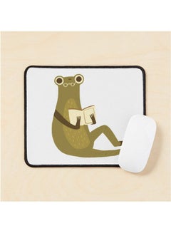 Cute Frog With Glasses Reading A Book Mouse Pad Multicolour