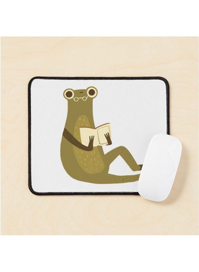 Generic - Cute Frog With Glasses Reading A Book Mouse Pad Multicolour - Image 1