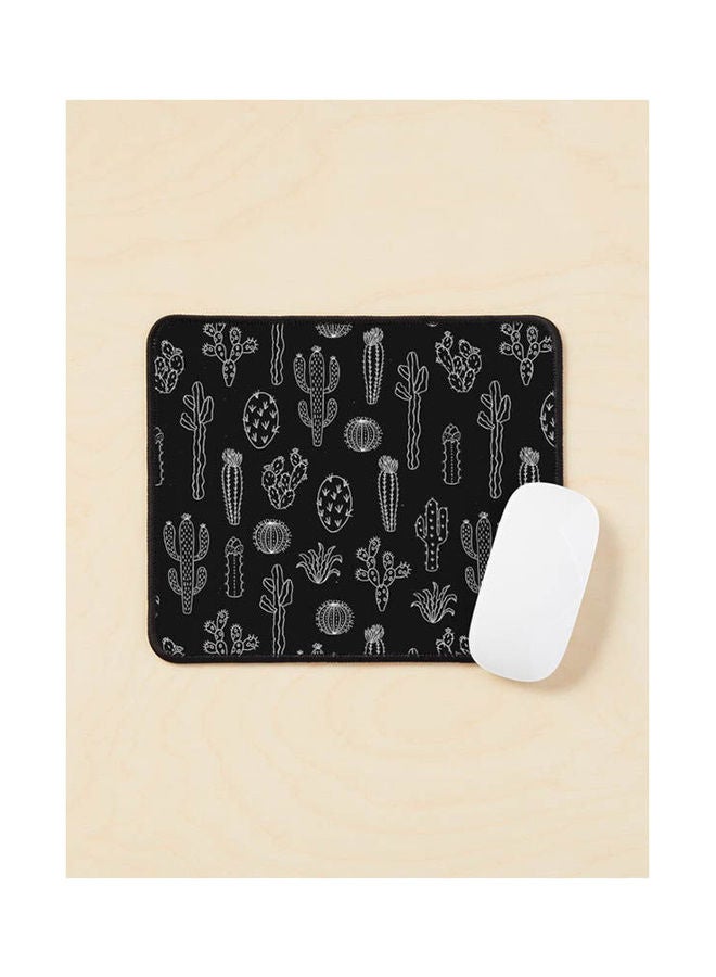 Cactus Silhouette White And Black Mouse Pad Multicolour