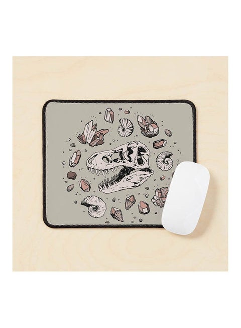 Geo Rex Vortex  Quartz Dinosaur Skull Fossil Art Mouse Pad Multicolour