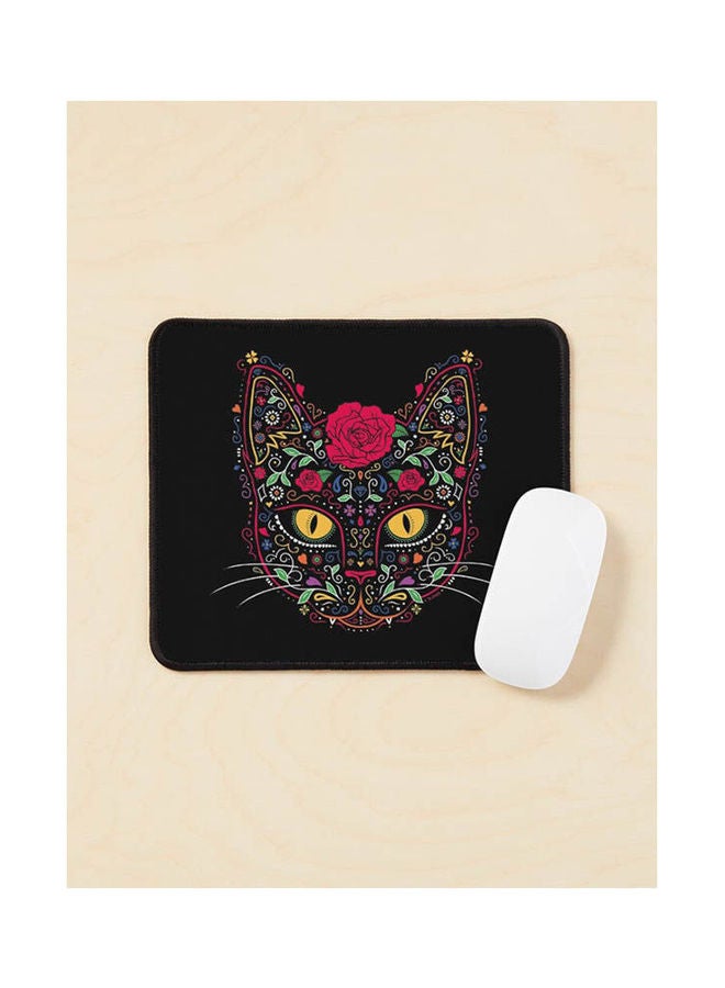 Day Of The Dead Kitty Cat Sugar Skull Mouse Pad Multicolour