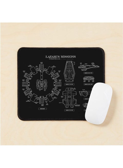 Lazarus Mission Blueprint Interstellar Movie White Stencil No Background Mouse Pad Multicolour
