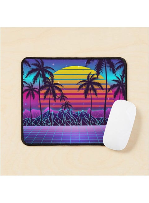 Radiant Sunset Synthwave Mouse Pad Multicolour