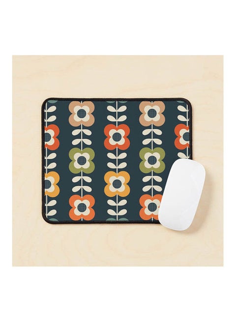 Mod Flowers In Retro Colors On Charcoal Mouse Pad Multicolour